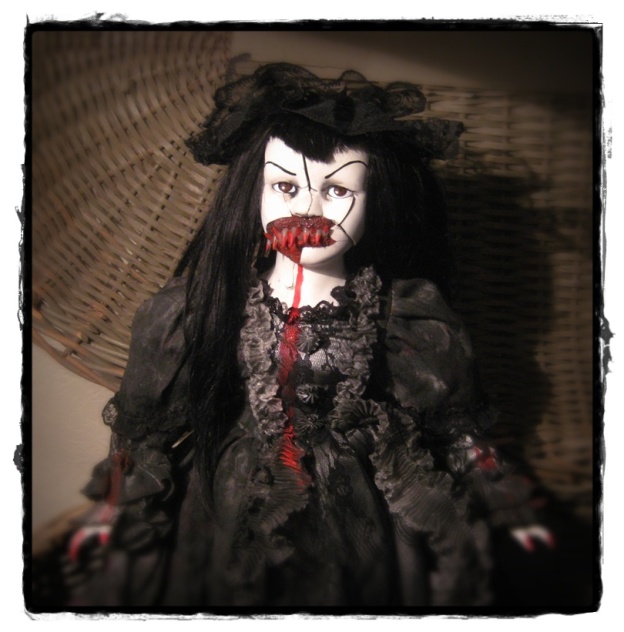 Large Mourning Vampire Lady Creepy Horror Doll by Bastet2329