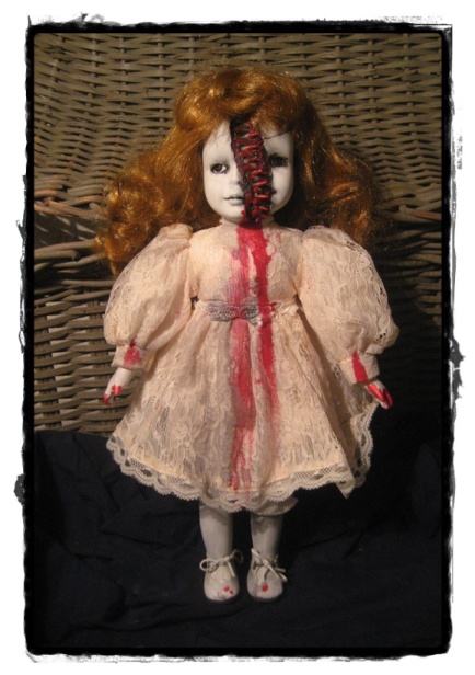 Split Face Vampire Red Head Creepy Horror Doll by Bastet2329