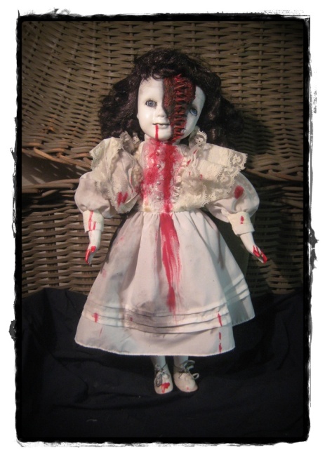 Split Face Vampire Brown Hair Creepy Horror Doll by Bastet2329