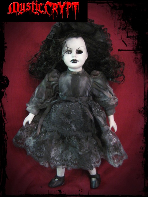 Curly Black Hair Mourning Creepy Horror Doll by Bastet2329