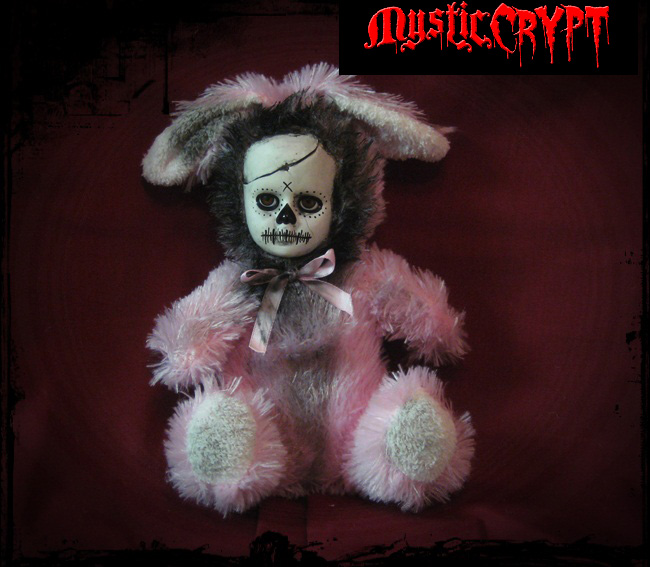Pink Day of the Dead Rabbit Bunny Creepy Horror Doll by Bastet23