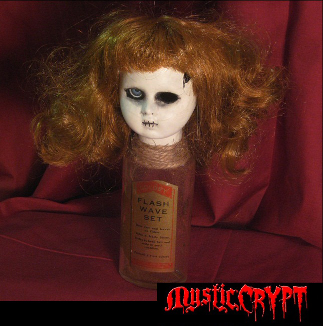 Bottle Doll w One Eye Vintage Label Creepy Horror Doll by Bastet - Click Image to Close