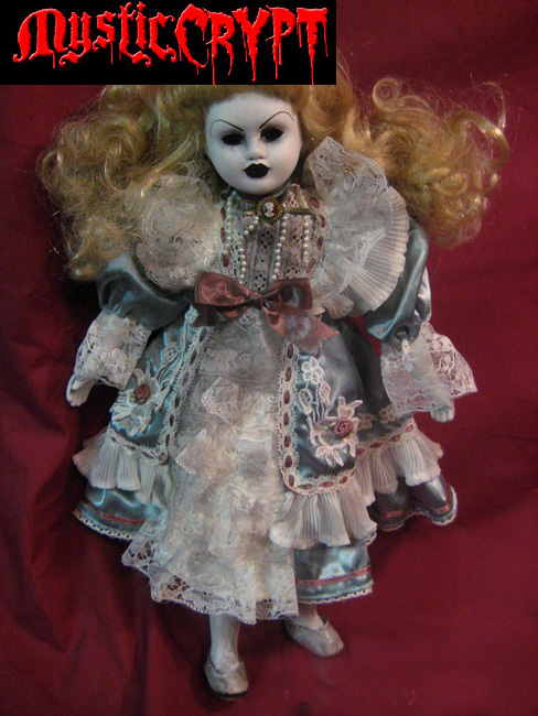 Sweet Lady w Blonde Hair Blue Dress Creepy Horror Doll Bastet232