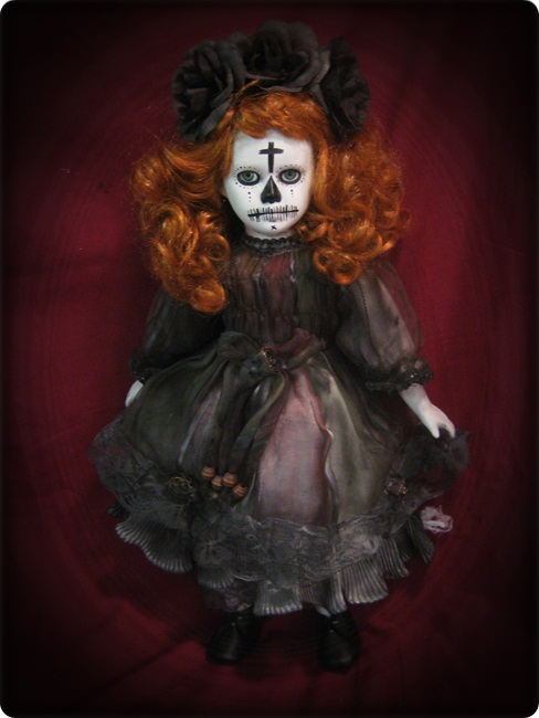 Day of Dead Red Hair Green Eyes Creepy Horror Doll by Bastet2329 Day of Dead Red Hair Green Eyes Creepy Horror Doll by Bastet2329