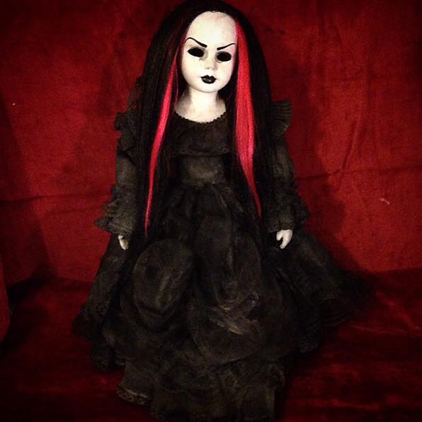 Mourning Doll w Pink & Black Hair Creepy Horror Doll by Bastet