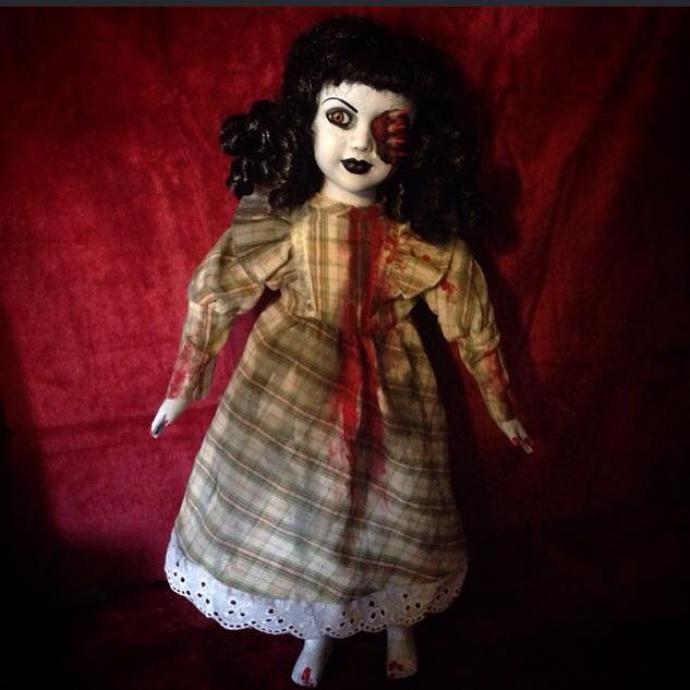 Half Face Vampire in Plaid Creepy Horror Doll by Bastet2329 - Click Image to Close
