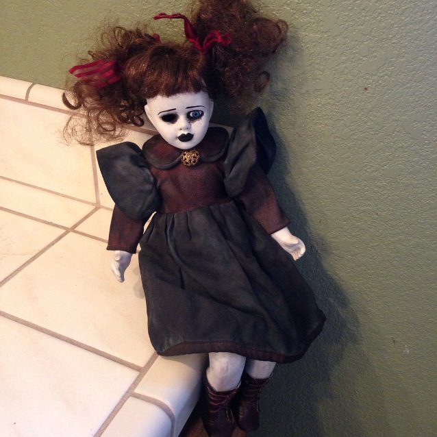 Sitting One Eye Child w Pigtails Creepy Horror Doll by Bastet2329