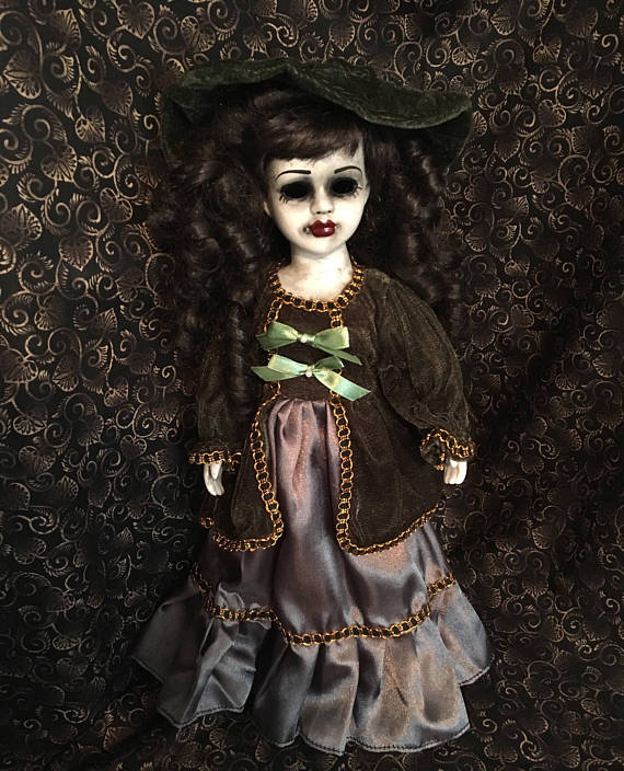 Fancy Vicorian Lady w Hollow Eyes Creepy Horror Doll by Bastet2329 Christie Creepydolls