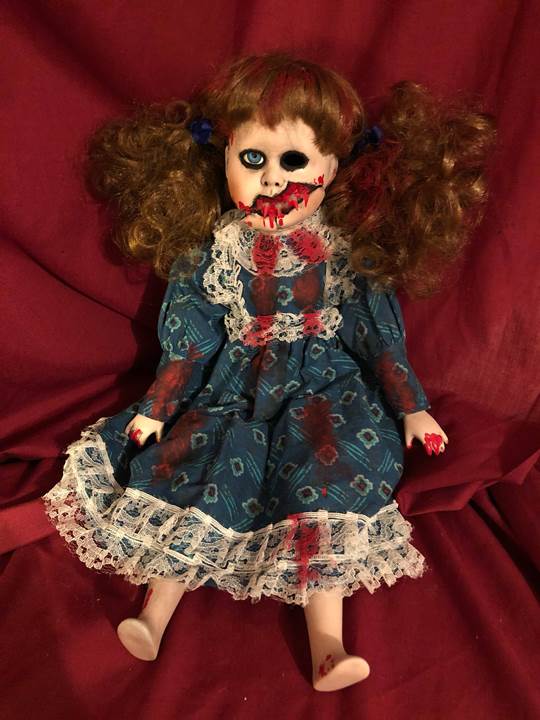 OOAK Cute Sitting Pigtails Vampire Creepy Horror Doll Art by Christie Creepydolls