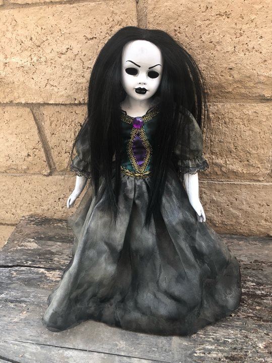 OOAK Hollow Eye Black Hair Creepy Horror Doll Art by Christie Creepydolls
