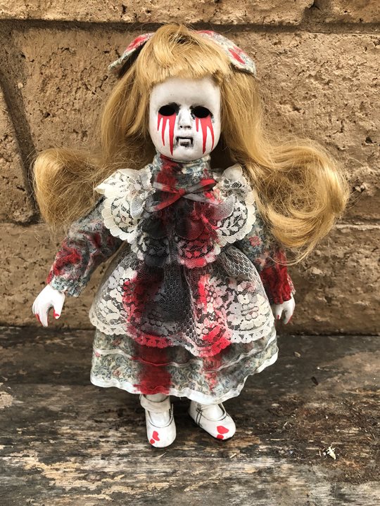 OOAK Small Tears of Blood Girl Creepy Horror Doll Art by Christie Creepydolls