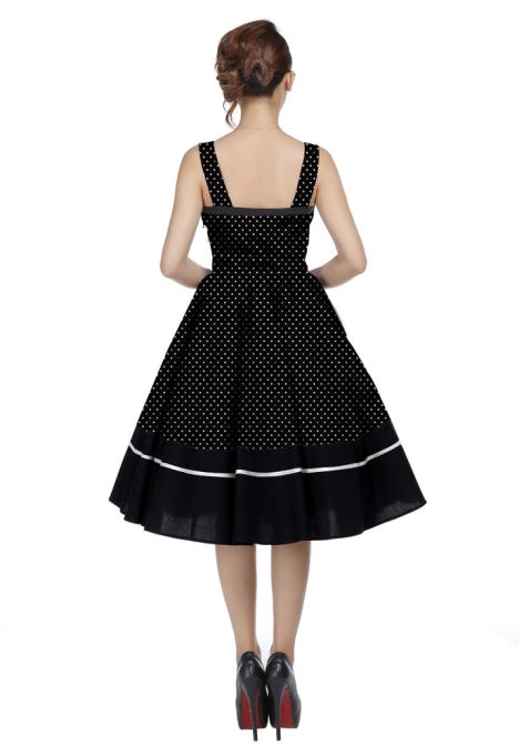Plus Size Black & White Polka Dot Flirty Rockabilly Dress - Click Image to Close