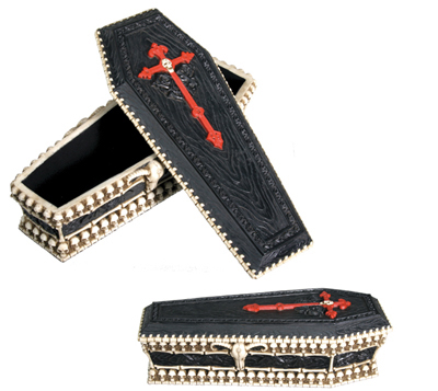 Gothic Skulls Black and Red Coffin Box