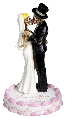 Love Never Dies Wedding Skulls Figurine Wedding Cake Topper - Click Image to Close