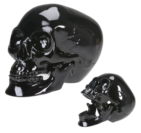 Large Black Crystal Skull with Movable Jaw - Click Image to Close