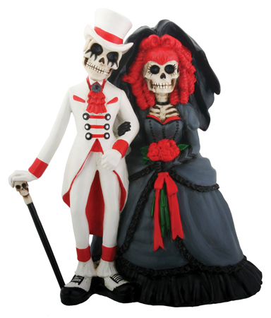 Day of the Dead Gothic Skulls Wedding Cake Topper - Click Image to Close