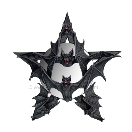 Vampire Bat Pentagram Gothic Mirror by Anne Stokes