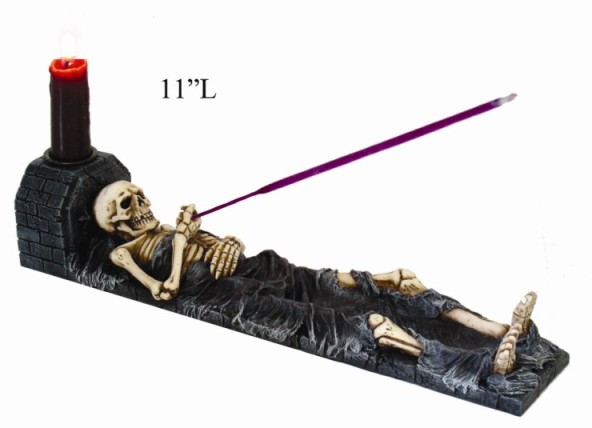 Skeleton Incense Burner w Holder - Click Image to Close