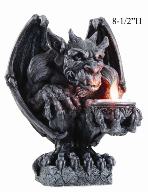 Gargoyle Clutching Candle Holder - Click Image to Close