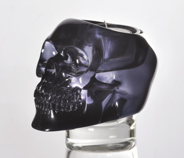 Black Translucent Skull Candle Holder Black Translucent Skull Candle Holder