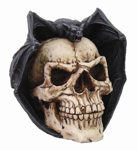 Skull with Vampire Bat - Click Image to Close
