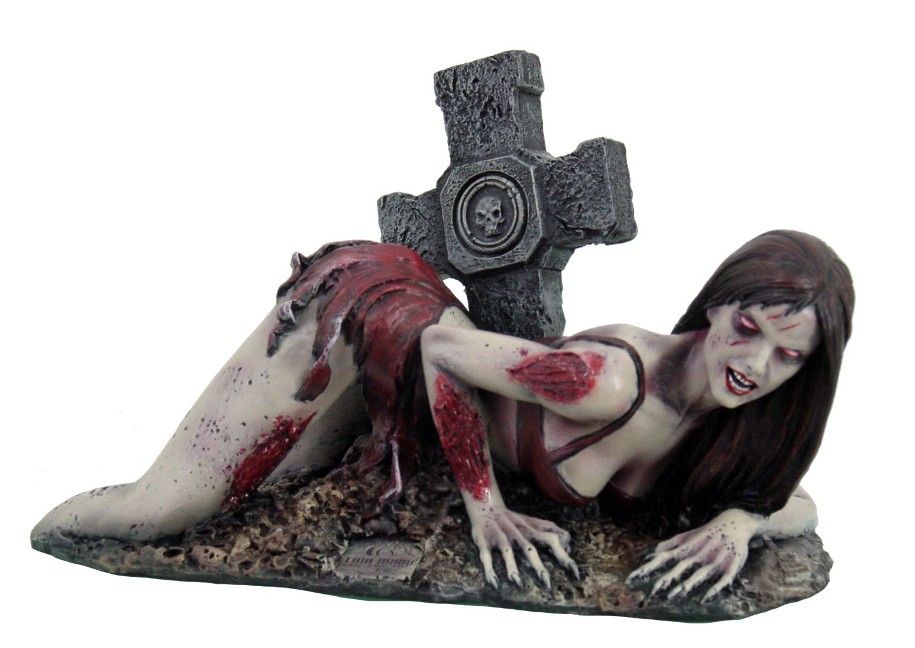 Zombie Girl with Tombstone - Click Image to Close