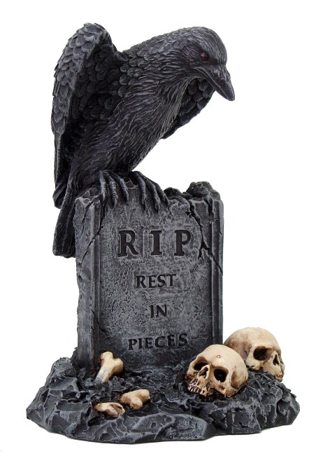 Raven on Tombstone with Skulls
