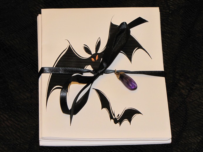 Black Bats with Red Eyes Gothic Note Cards