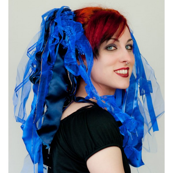 Bright Blue Gothic Ribbon Hair Falls by Dreadful Falls - Click Image to Close