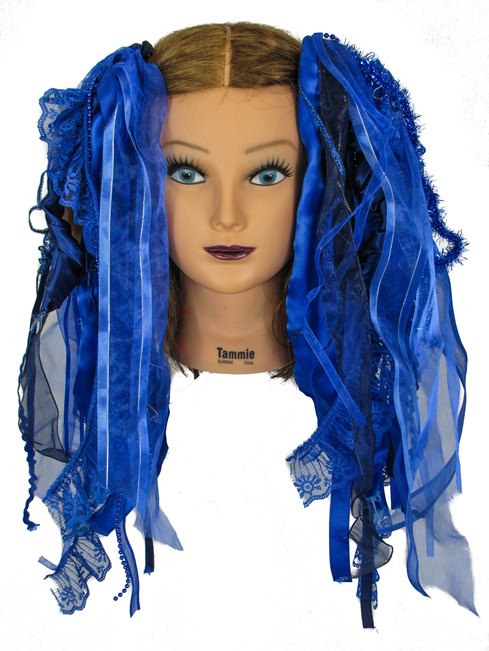 Bright Blue Gothic Ribbon Hair Falls by Dreadful Falls - Click Image to Close