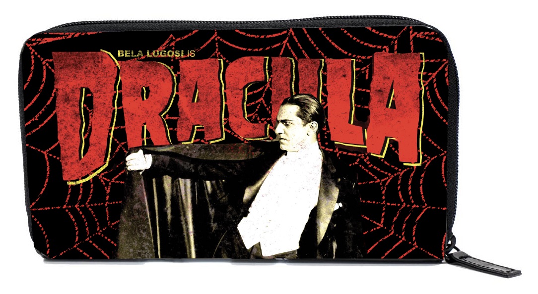 Universal Monsters Black and Red Dracula Spiderweb PVC Vinyl Wallet