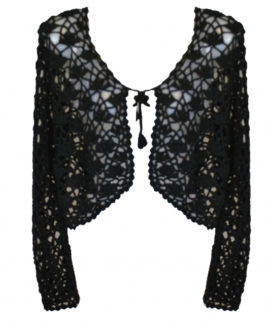 Dark Star Black Crochet Gothic Shrug Bolero Top - Click Image to Close