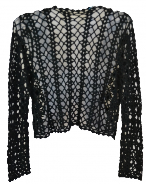 Dark Star Black Crochet Gothic Shrug Bolero Top - Click Image to Close