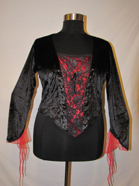 Dark Star Velvet Medieval Gothic Black Red Corset Top
