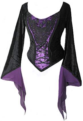 Dark Star Spider Web Black Purple Velvet Corset Bodice Top
