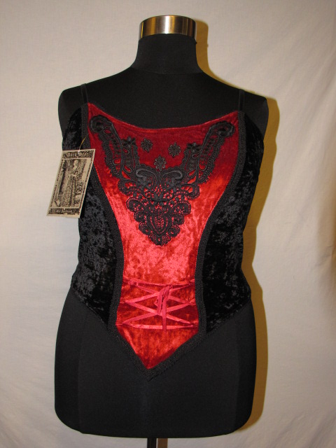 Dark Star Velvet Gothic Black Red Velvet Satin Corset Top