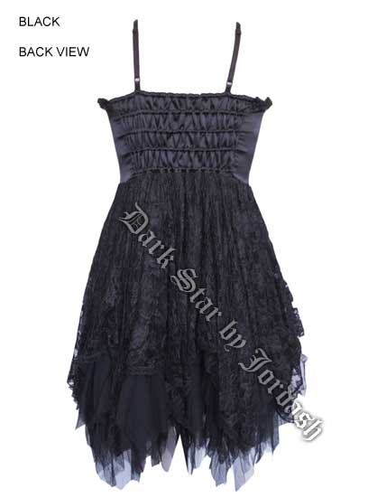Dark Star Black and Purple Satin Velvet Lace Gothic Mini Dress - Click Image to Close