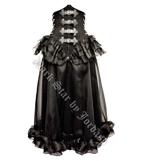Dark Star Gothic Mesh PVC Buckle Chain Under Bust Dress Skirt