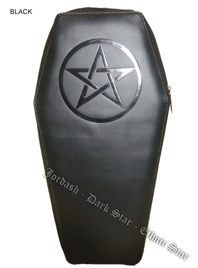 Dark Star Black Gothic PVC Black Pentacle Coffin Backpack Purse