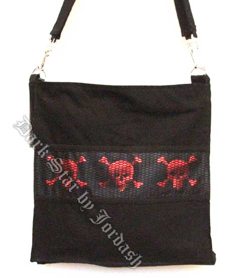 Dark Star Black and Red Gothic Skull Book Bag - Click Image to Close