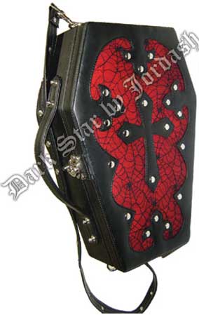 Dark Star Red Gothic PVC Coffin Cross Breifcase Purse