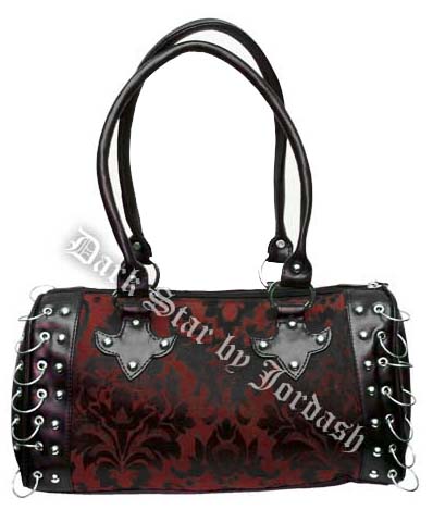 Dark Star Black and Red Gothic Brocade Hand Bag