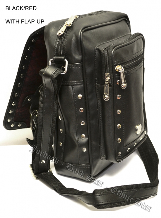 Dark Star PVC Black and Purple Cobweb Stud Gothic Shoulder Bag - Click Image to Close