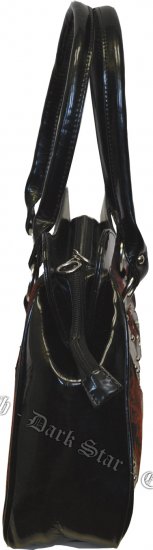 Dark Star Black PVC Brocade Studded Cross Handbag Purse - Click Image to Close