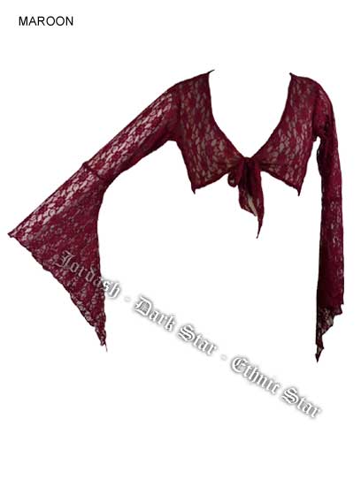 Dark Star Maroon Floral Lace Gothic Shrug Cardigan - Click Image to Close