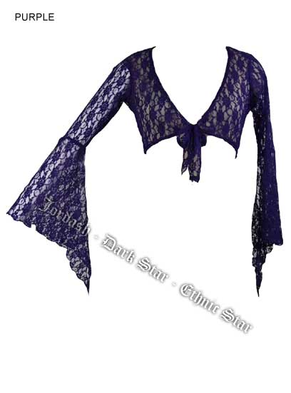 Dark Star Purple Floral Lace Gothic Shrug Cardigan - Click Image to Close