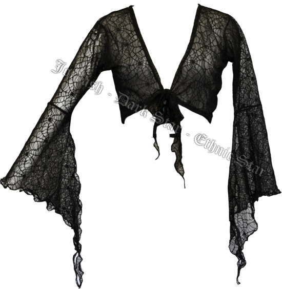 Dark Star Gothic Spider Web Lace Shrug w Bell Sleeves - Click Image to Close