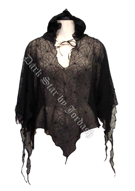 Dark Star Gothic Cobweb Black Lace Capelet Poncho