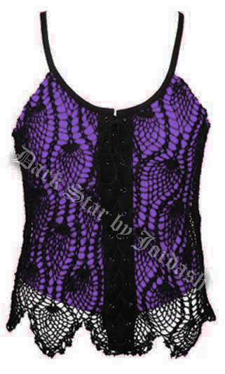 Dark Star Gothic Purple and Black Crochet Lace Top