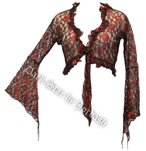 Dark Star Black and Red Lace Shrug - Click Image to Close